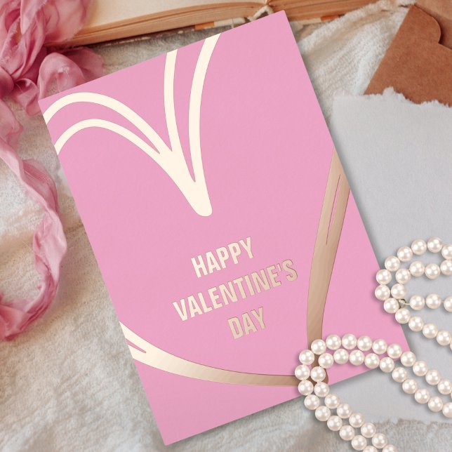 Tarjeta fotográfica de El día de San Valentín de R (Trendy Pink Gold Foil Valentine's Day Photo Card)