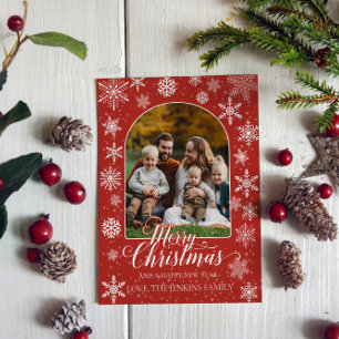 Tarjeta fotográfica de familia de navidades - Rojo