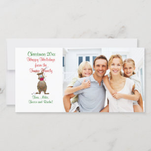 Tarjeta fotográfica de familia de renos de navidad