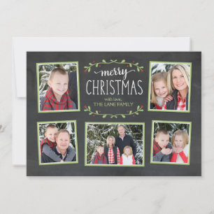 Tarjeta fotográfica de Feliz Navidad Greenery