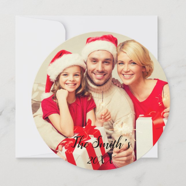 Tarjeta fotográfica de Feliz Navidad Holly II (Anverso)