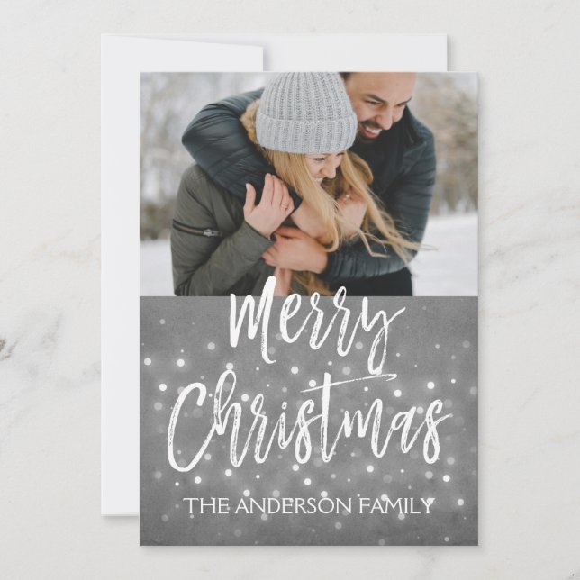 Tarjeta fotográfica de Feliz Navidad o Snowflake (Anverso)