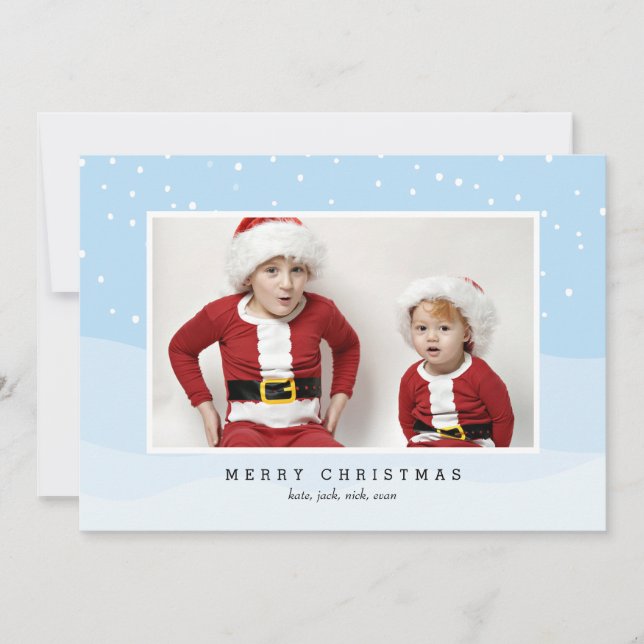Tarjeta fotográfica de Feliz Navidad Snowy para la (Anverso)