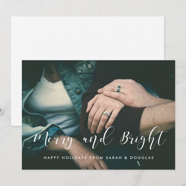 Tarjeta fotográfica de feriado con elegancia brill (Anverso / Reverso)