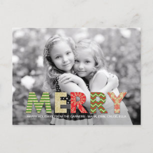 Tarjeta fotográfica de feriado de Merry Cutouts