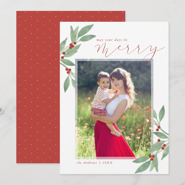 Tarjeta fotográfica de feriado de Merry Days (Anverso / Reverso)