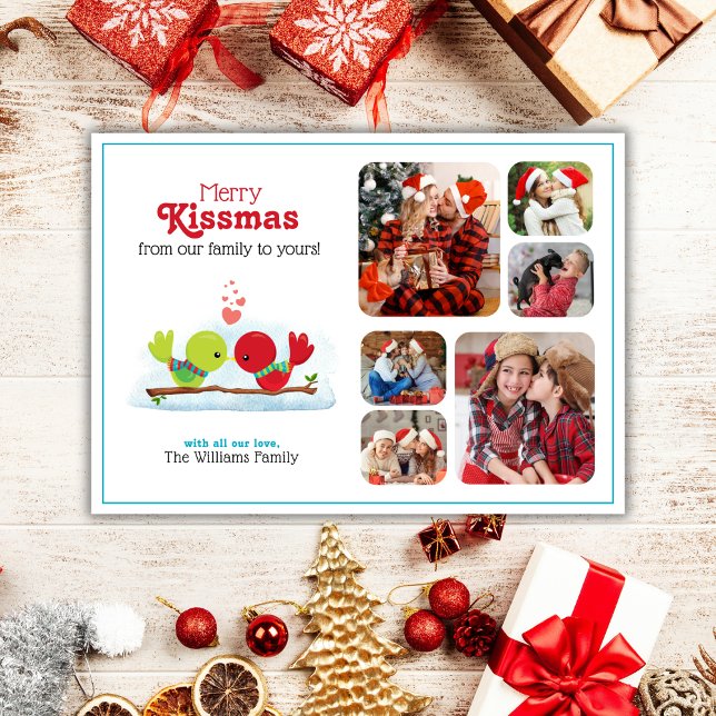 Tarjeta fotográfica de feriado de Merry Kissmas (Share love and kisses with this colourful and festive Merry Kissmas Holiday Photo Card
)