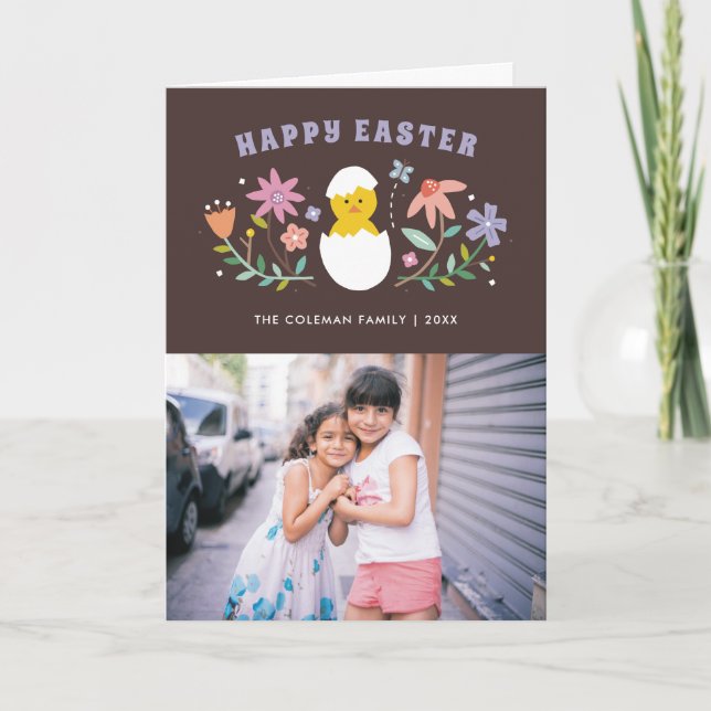Tarjeta fotográfica de feriado de Pascua floral co (Anverso)