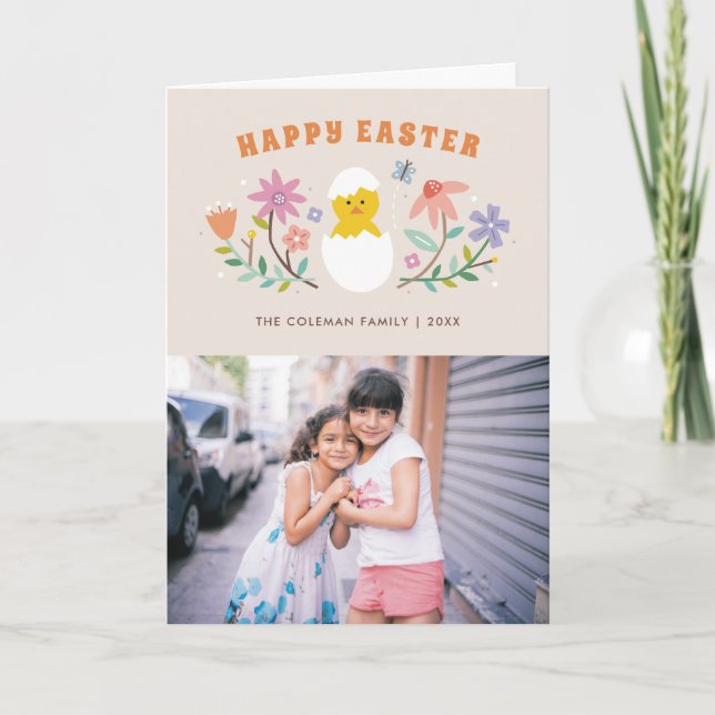 Tarjeta fotográfica de feriado de Pascua floral co (Anverso)