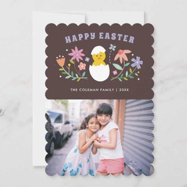 Tarjeta fotográfica de feriado de Pascua floral co (Anverso)