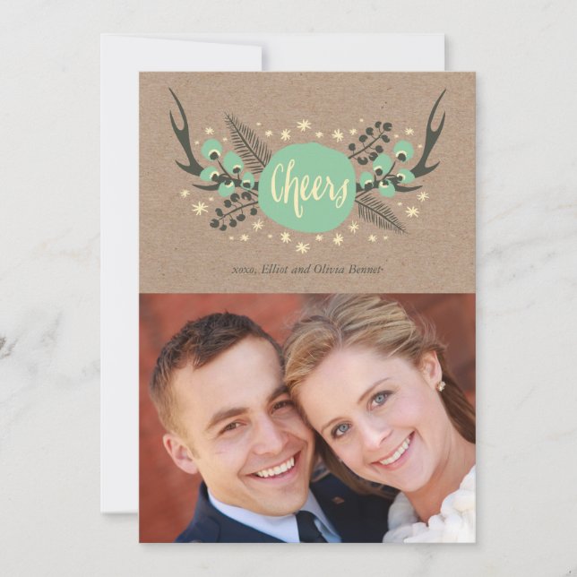 Tarjeta fotográfica de feriado de pollos, berries  (Anverso)