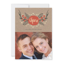 Tarjeta fotográfica de feriado de pollos, berries 