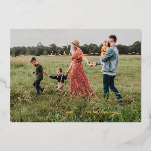 Tarjeta fotográfica de feriado de Relieve metaliza