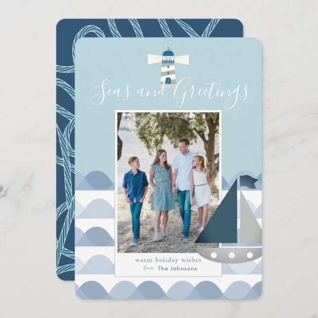 Tarjeta fotográfica de feriado en barco de vela pa (Anverso / Reverso)