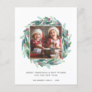 Tarjeta fotográfica de feriado navideño de presupu