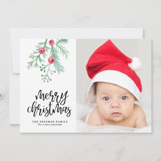 Tarjeta fotográfica de feriado para Navidades de E (Anverso)