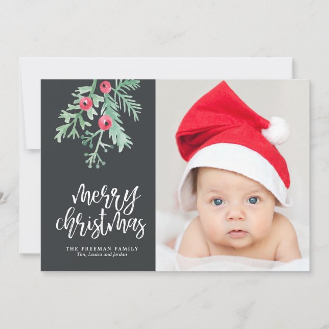 Tarjeta fotográfica de feriado para Navidades de E (Anverso)