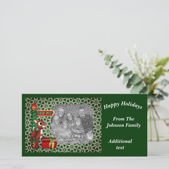 Tarjeta fotográfica de feriado para Navidades de r (Anverso de pie)