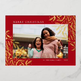 Tarjeta fotográfica de feriado para Navidades rojo