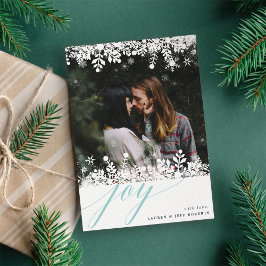 Tarjeta fotográfica de festividad con marco de nie