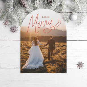 Tarjeta fotográfica de festividad recién casada co