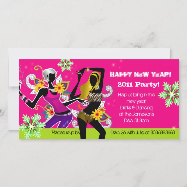 Tarjeta fotográfica de Fiesta de Año Nuevo bailand (Anverso)