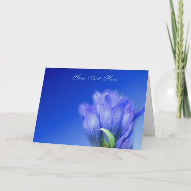 Tarjeta fotográfica de flor gentiana azul (Anverso)