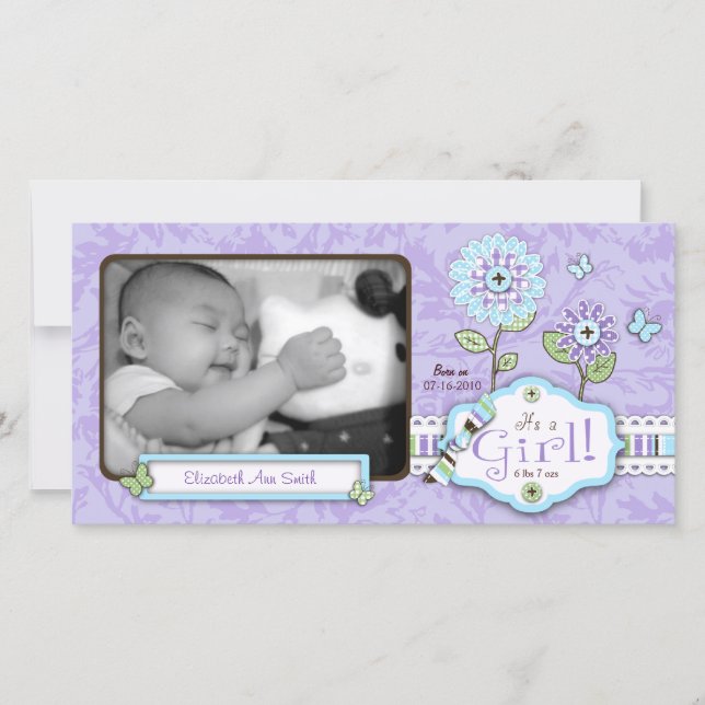 Tarjeta fotográfica de flores Organza Lav (Anverso)