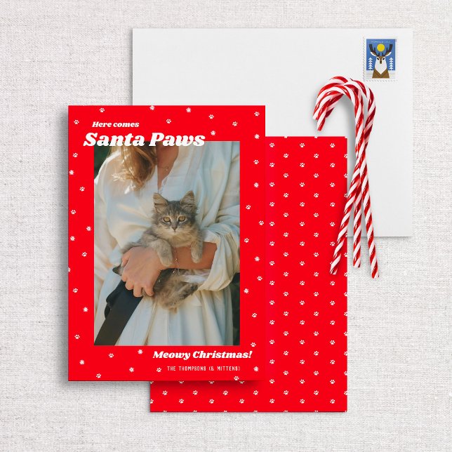 Tarjeta fotográfica de gato navideño para Navidade (Subido por el creador)