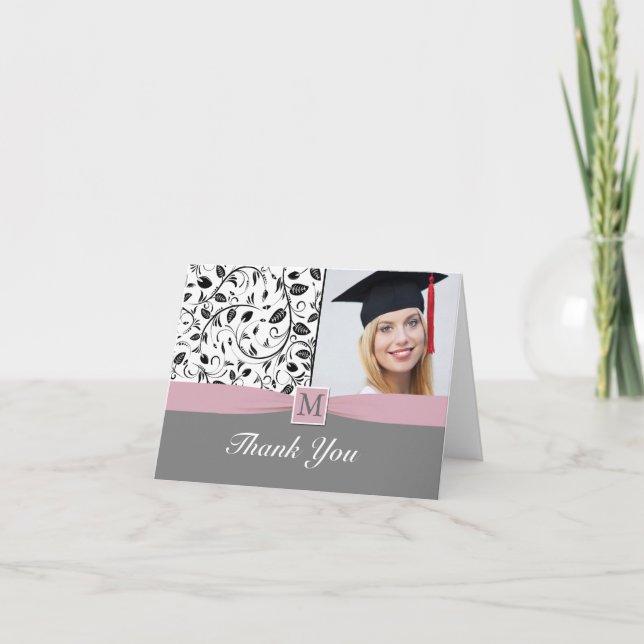 Tarjeta fotográfica de graduación de damasco blanc (Anverso)
