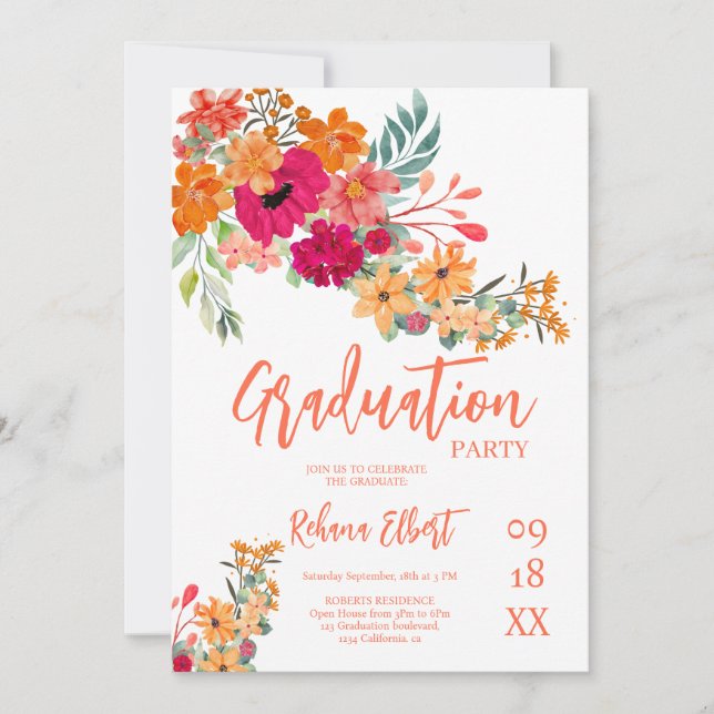 Tarjeta fotográfica de graduación de moda Boho - N (Anverso)