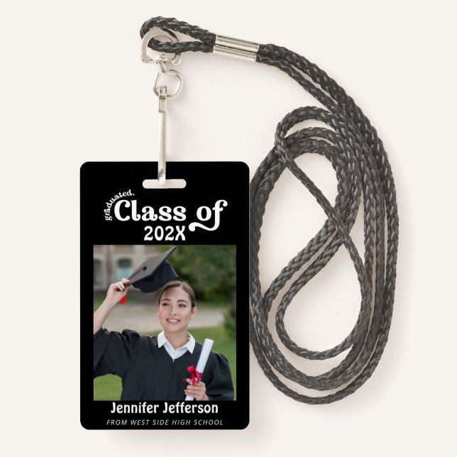 Tarjeta fotográfica de graduación en blanco y negr (Anverso son cordón)