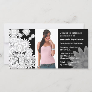 Tarjeta fotográfica de graduación Flor blanca