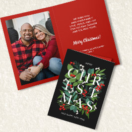 Tarjeta fotográfica de Greenery Berries para navid