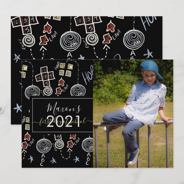 Tarjeta fotográfica de guión de primer día de clas (Anverso / Reverso)