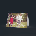 Tarjeta fotográfica de guión de saludo de temporad<br><div class="desc">Tarjeta de vacaciones de personalizable con copos de nieve y caprichos. Artículos similares están disponibles en mi tienda.</div>