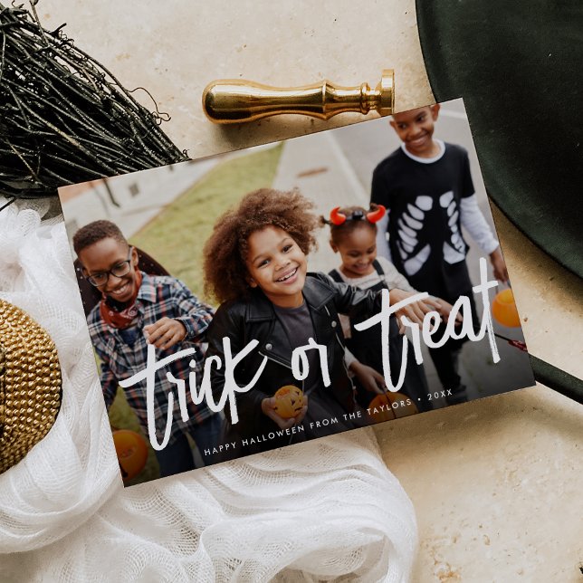 Tarjeta fotográfica de Halloween de truco o truco (Subido por el creador)