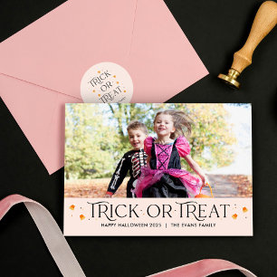 Tarjeta fotográfica de Halloween para Truco o Trat