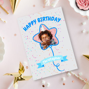 Tarjeta fotográfica de Happy Birday Star Balloon