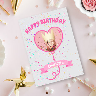 Tarjeta fotográfica de Happy Birthday Heart Balloo