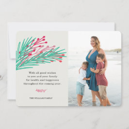 Tarjeta fotográfica de hojas y bayas