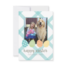 Tarjeta fotográfica de huevo de Pascua Azul