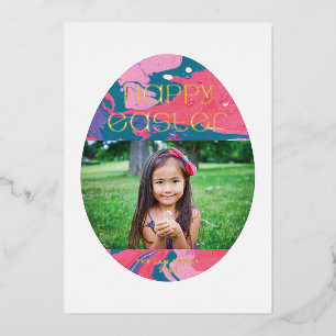 Tarjeta fotográfica de huevos de pascua de Relieve