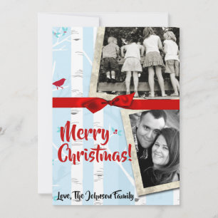 Tarjeta fotográfica de invierno Birch Tree para Na