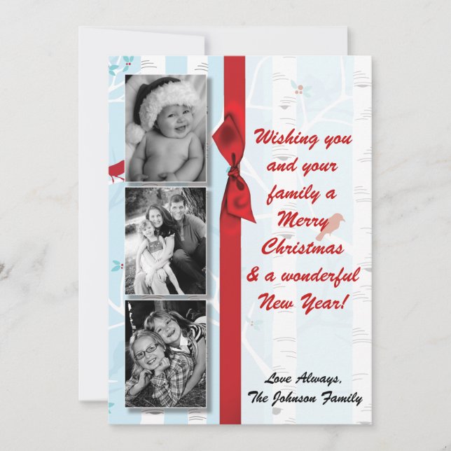 Tarjeta fotográfica de invierno Birch Tree para Na (Anverso)