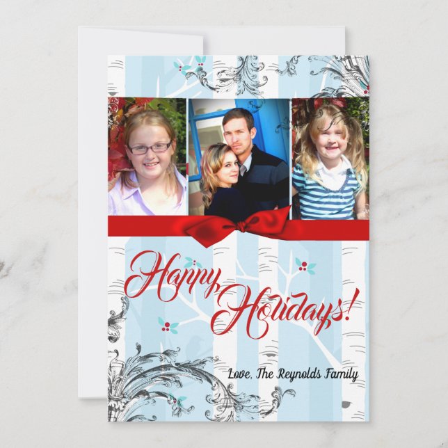 Tarjeta fotográfica de invierno Birch Tree para Na (Anverso)