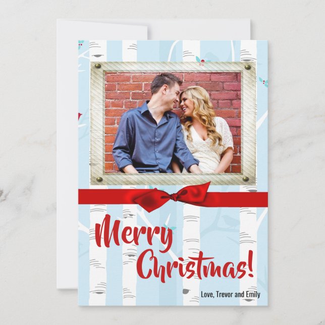 Tarjeta fotográfica de invierno Birch Tree para Na (Anverso)