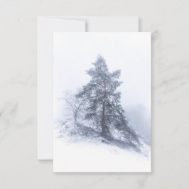 Tarjeta fotográfica de invierno de pino cubierta d