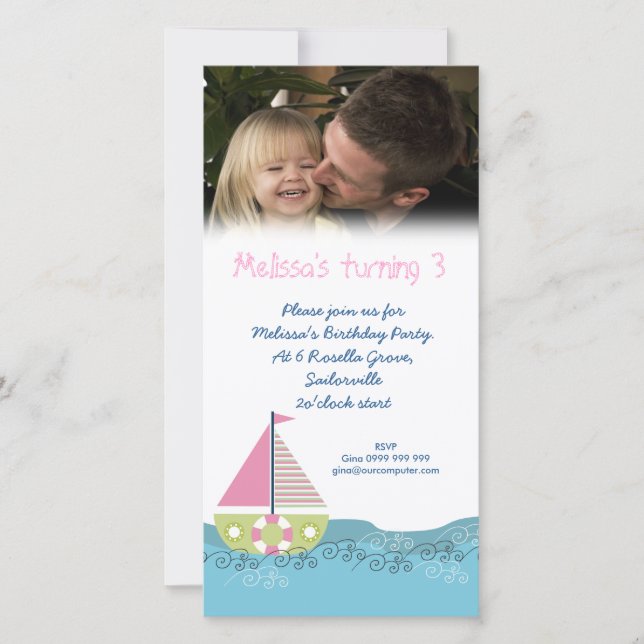 Tarjeta fotográfica de invitación a fiesta de cump (Anverso)