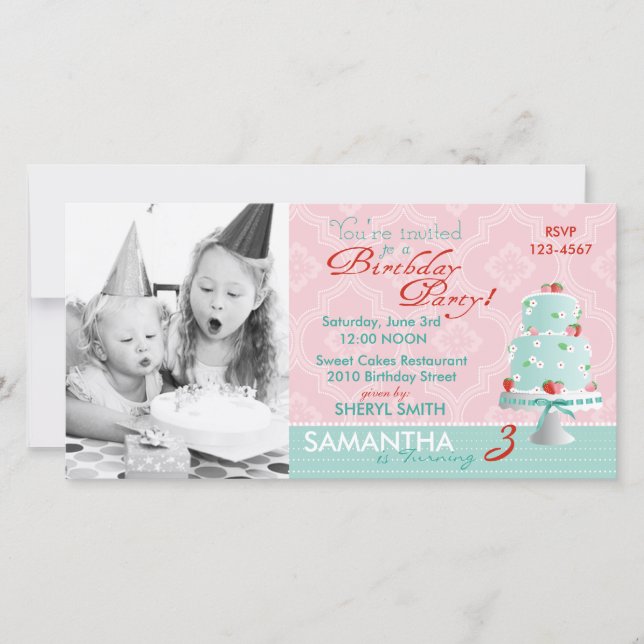 Tarjeta fotográfica de invitación a tomar fresa (Anverso)